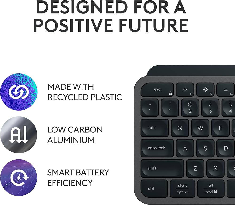Logitech MX Keys S wireless keyboard by Problems Solved, low profile design with fluid quiet typing and programmable keys.