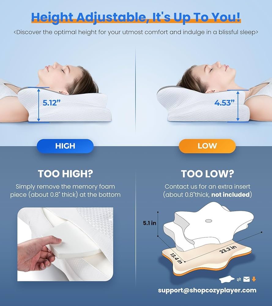 Ultra Pain Relief Cooling Pillow for Neck Support, Adjustable Cervical Pillow Cozy Sleeping