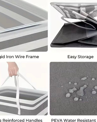 Extra Large Waterproof Laundry Hamper with Extended Handle - Foldable