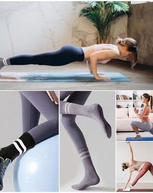 Problems Solved women's non-slip yoga socks with anti-skid soles, ideal for yoga, barre, ballet, and dance activities.