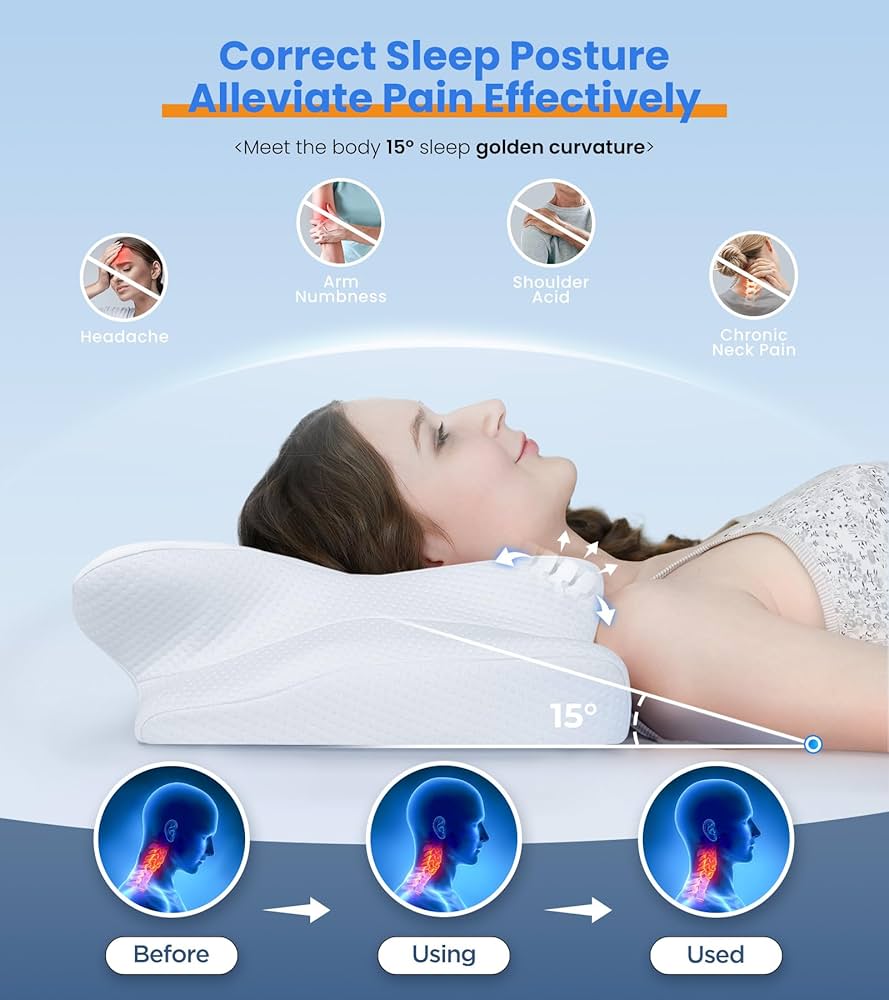 Ultra Pain Relief Cooling Pillow for Neck Support, Adjustable Cervical Pillow Cozy Sleeping
