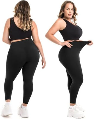 Black women's high waist sports leggings by Problems Solved, large size, ideal for gym and outdoor activities, 1 pack.