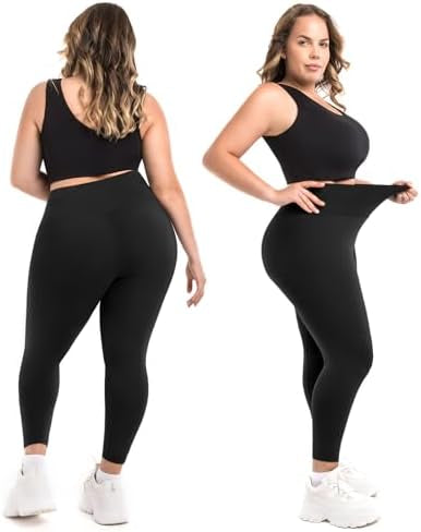 Black women's high waist sports leggings by Problems Solved, large size, ideal for gym and outdoor activities, 1 pack.