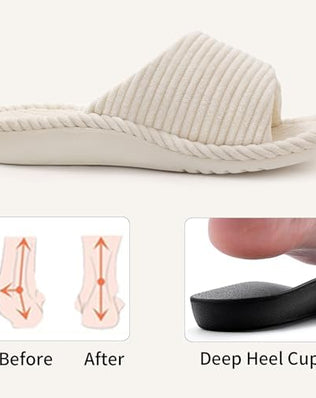 Orthopedic Slippers for Women with Adjustable Arch Support Indoor Slippers Open Toe