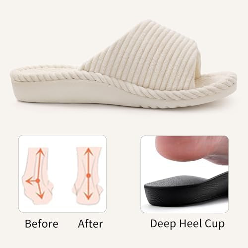 Orthopedic Slippers for Women with Adjustable Arch Support Indoor Slippers Open Toe