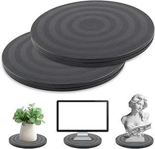 Two heavy-duty 360° rotating swivel stands from Problems Solved, featuring durable design and smooth rotation for display or storage.