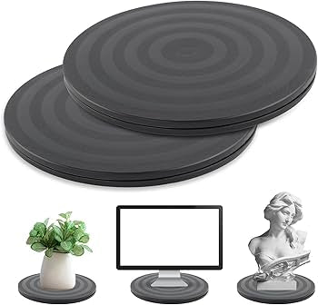 Two heavy-duty 360° rotating swivel stands from Problems Solved, featuring durable design and smooth rotation for display or storage.