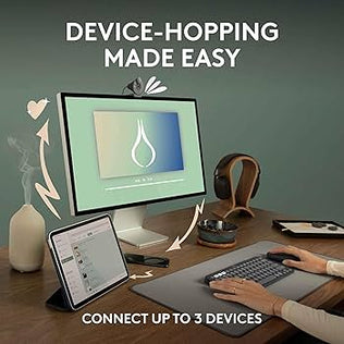 Problems Solved Logitech Pebble 2 M350s slim wireless Bluetooth mouse on a desk, showing its compact, lightweight design.