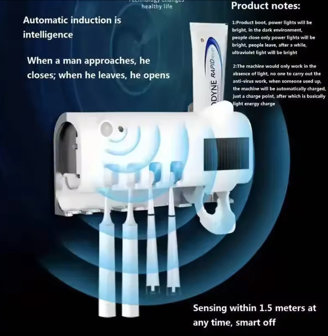 Wall-Mounted Solar UV Toothbrush Sterilizer with Holder - Problems Solved