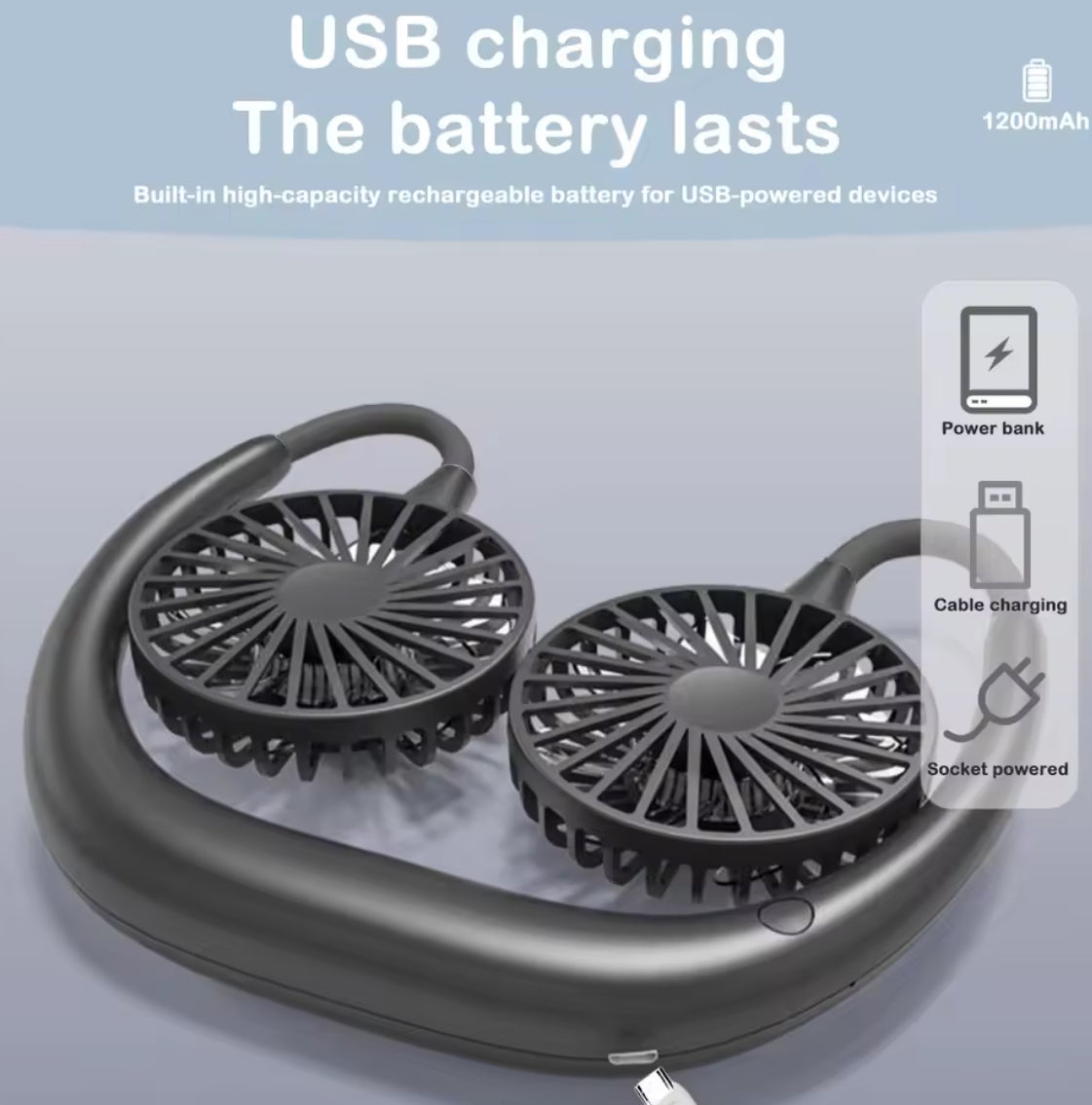 Portable Dual-Head Neck Fan with 3-Speed Adjustment - Problems Solved