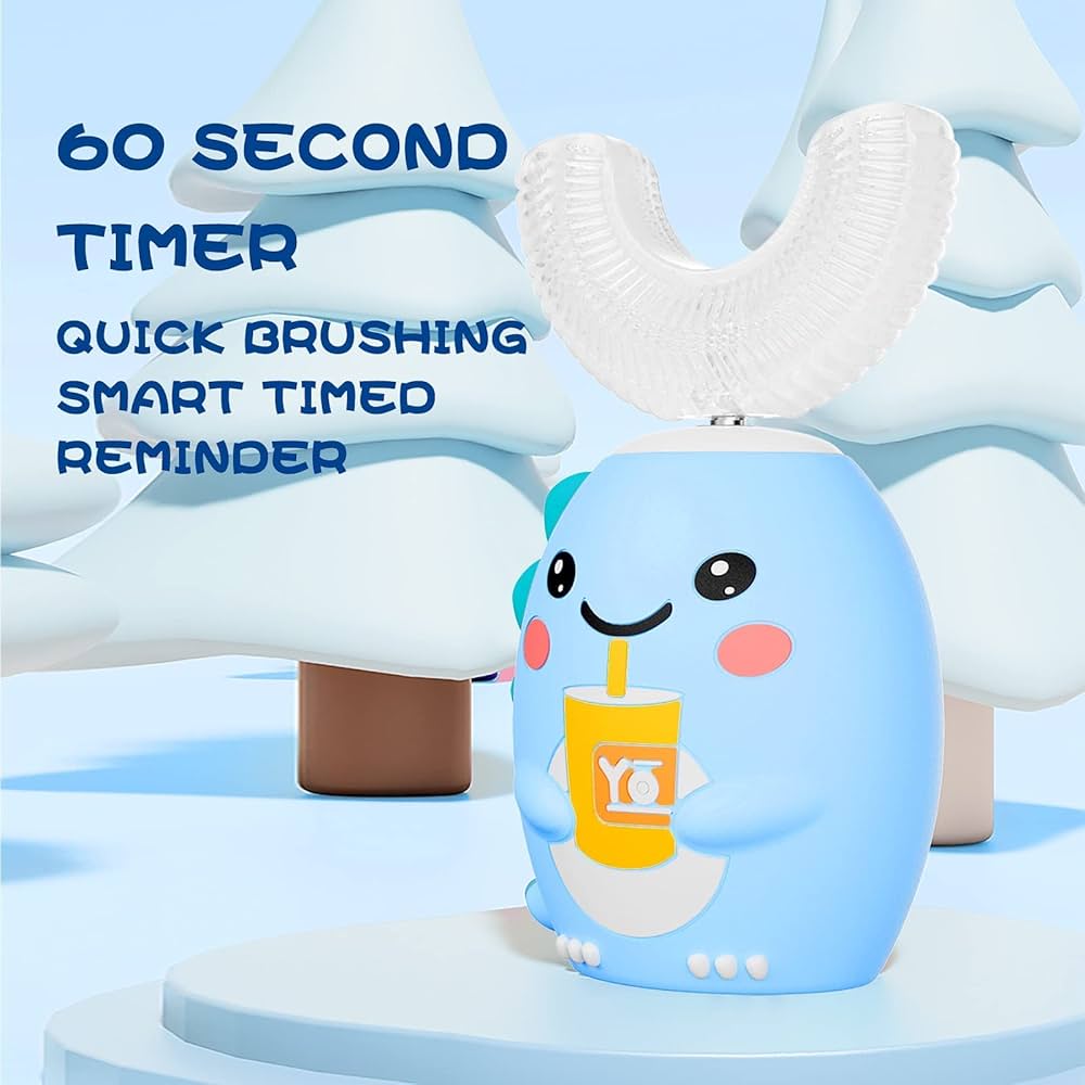 U Shape Electric Toothbrush for Kids with 4 Brush Heads, Sonic Toothbrush for Kids with 5 Modes