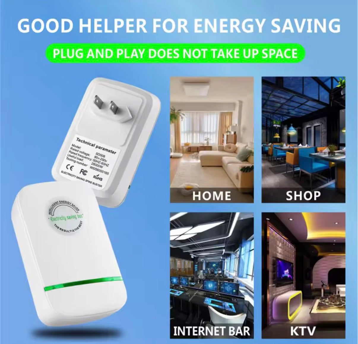 Pro Electricity Saving Box 90V-250V EU Plug Home Office Power Saver