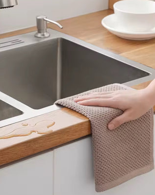 Set of six Problems Solved No Trace absorbent dish rags for kitchen use, featuring quick-drying and streak-free cleaning.