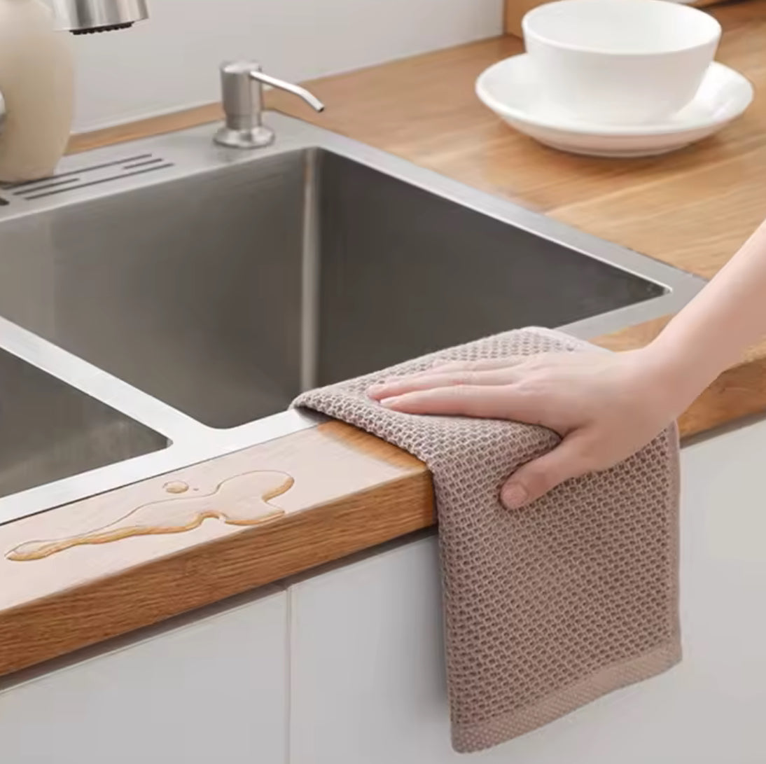 Set of six Problems Solved No Trace absorbent dish rags for kitchen use, featuring quick-drying and streak-free cleaning.
