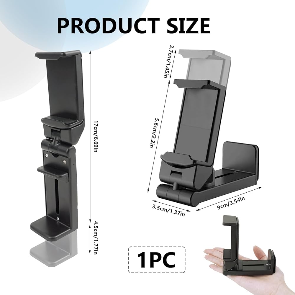 Problems Solved airplane in flight phone holder with 360° rotating clamp, universal adjustable mount for secure smartphone attachment.