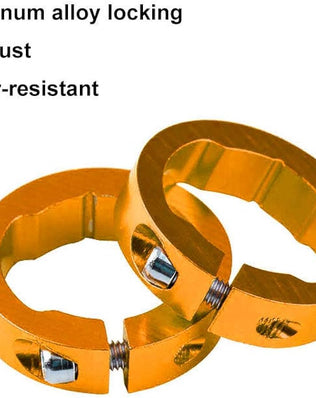 Pair of Problems Solved non-slip rubber bike handlebar grips with aluminum ends on a bicycle handlebar.