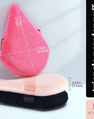 Set of four triangle velvet powder puffs for pressed makeup, featuring soft, plush sponges from Problems Solved for setting powder application.