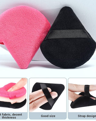 Problems Solved 4pcs velvet triangle powder puffs for pressed makeup, soft sponge applicators for smooth, even setting powder application.