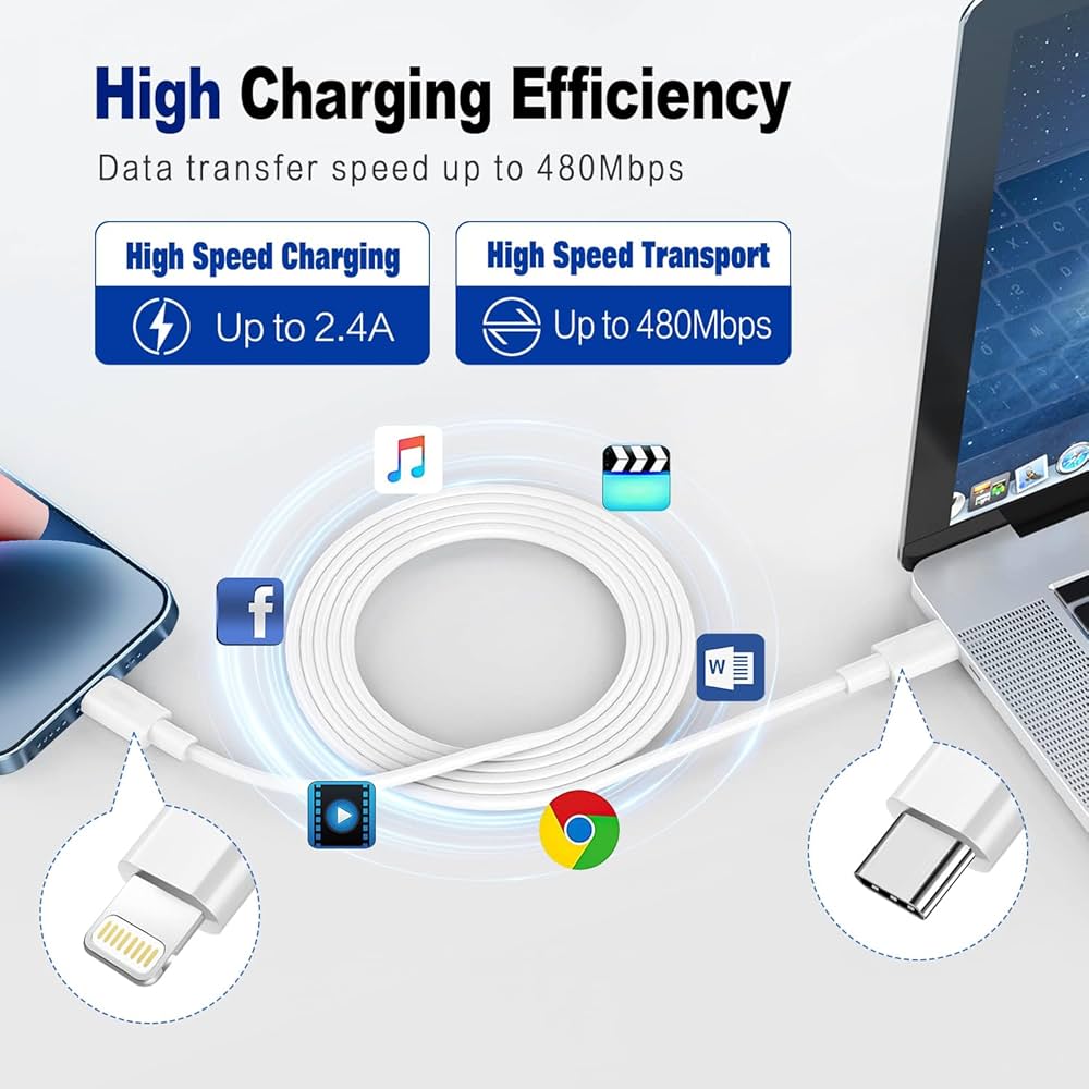 Problems Solved USB C to Lightning Cable 1M, Apple MFi certified, two-pack for fast iPhone charging and data transfer.