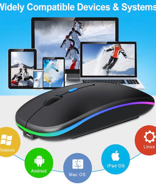 Wireless Bluetooth computer mouse by Problems Solved with ergonomic design and rechargeable battery, suitable for laptops.