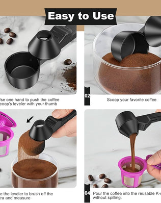 Coffee Scoop & Funnel for Reusable Cup Refillable Coffee Pods, Coffee Measuring