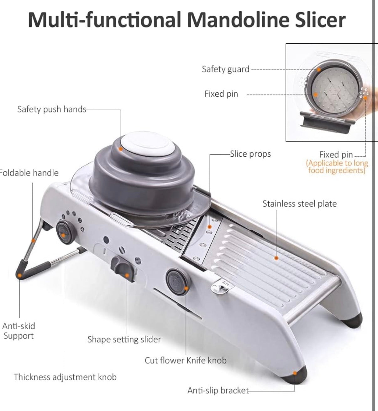 Problems Solved 18-in-1 adjustable stainless steel mandoline slicer with manual cutter and vegetable grater for versatile food prep.