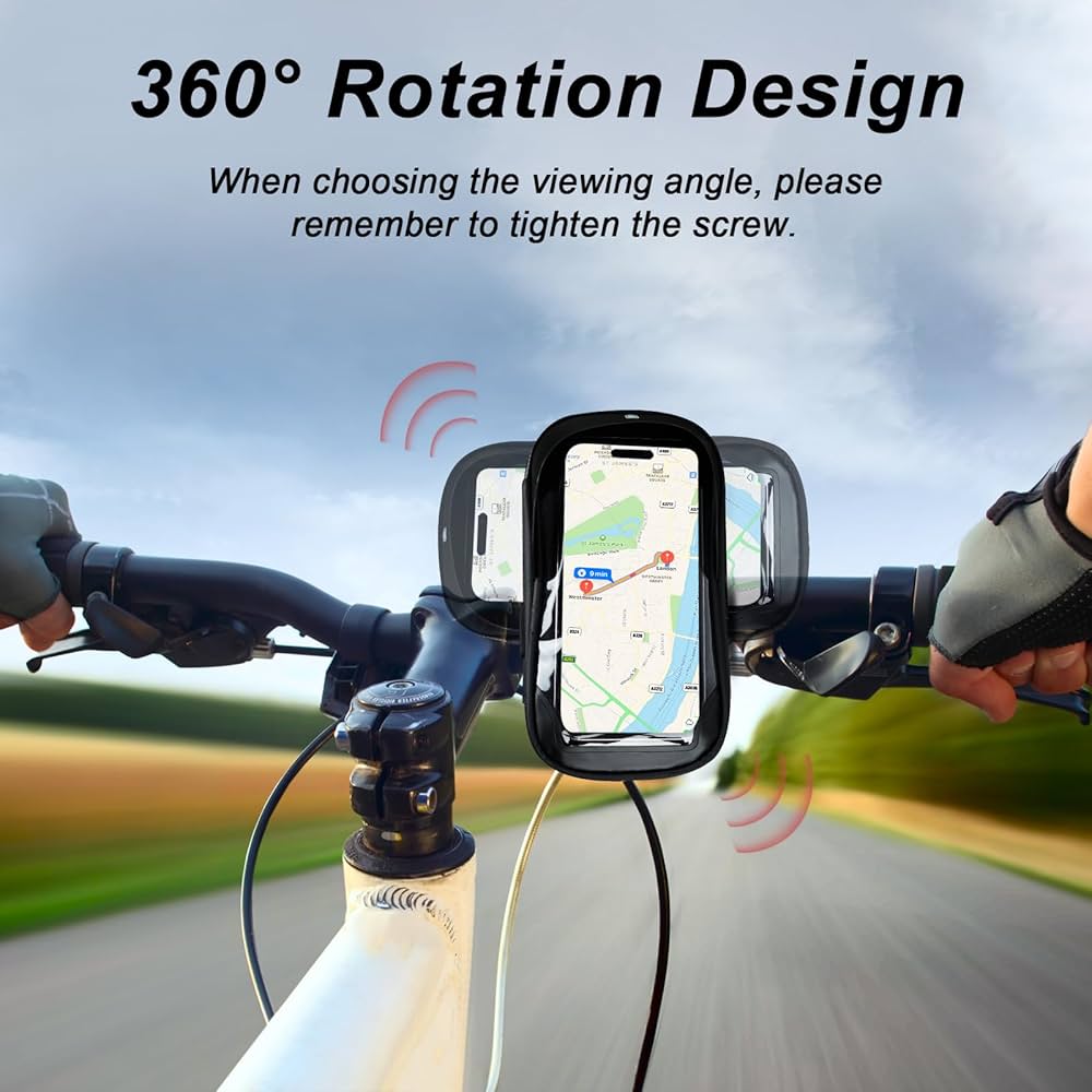 Problems Solved Flintronic waterproof bicycle phone holder with 360° rotation, secure mount for cycling smartphones.