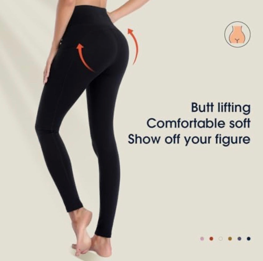 Women’s high waist sports leggings with pockets by Problems Solved, featuring a stretch fit and comfortable design for active wear.