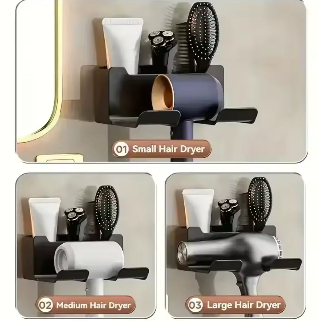Wall-Mounted Hair Dryer & Styling Tool Holder - Problems Solved