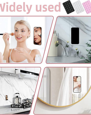 Problems Solved 4-pack silicone suction phone case mounts with sticky grip, reusable phone holders for secure attachment to surfaces.