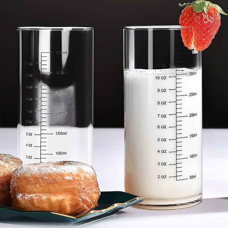 Problems Solved 350ml glass measuring cup with double scale, heat-resistant borosilicate, suitable for cold and hot liquids