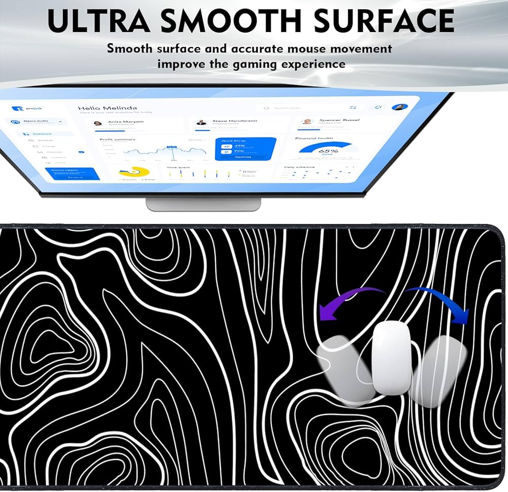 Problems Solved XXL gaming mouse mat with large 800x300mm surface, non-slip rubber base, ideal for desk and gaming setups.