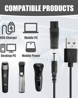 Problems Solved electric shaver charger kit with 7pcs universal USB replacement cables for easy charging and compatibility.