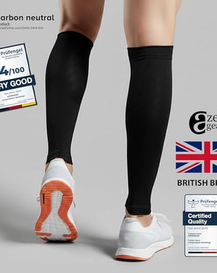 Problems Solved calf support compression sleeves for women and men, designed for running and muscle relief, pair of sleeves.