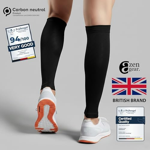 Problems Solved calf support compression sleeves for women and men, designed for running and muscle relief, pair of sleeves.
