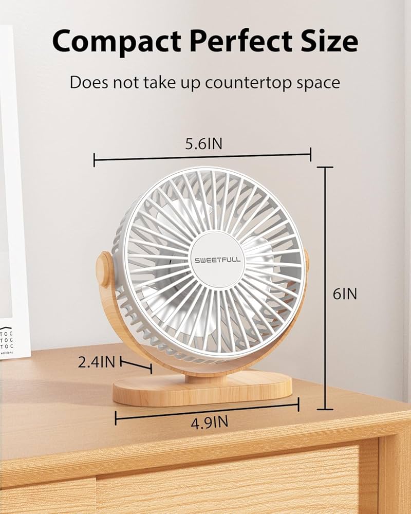 Desk Fan, Small USB Desk Fan Silent, 3 Speeds Portable Personal Desktop Fan