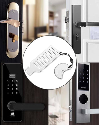 Problems Solved portable door lock, travel safety device installed on hotel room door for added security during travel.