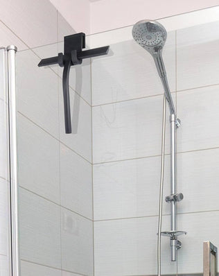 Problems Solved silicone shower squeegee with handle, glass window wiper blade for cleaning bathroom shower doors and windows.
