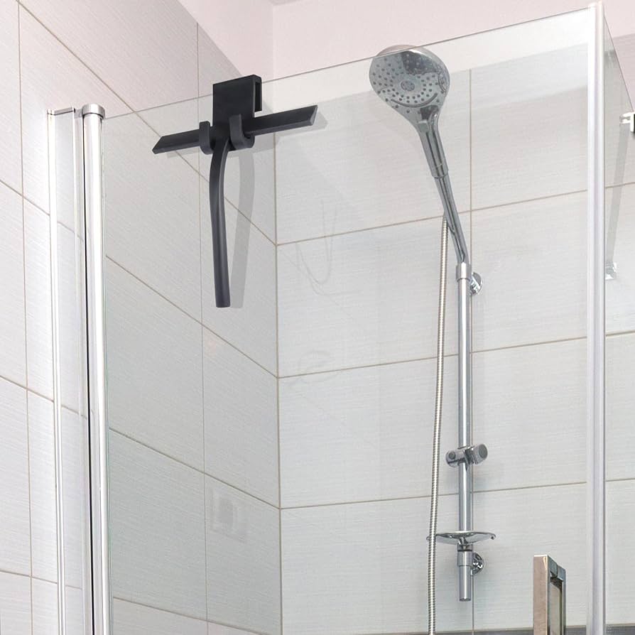 Problems Solved silicone shower squeegee with handle, glass window wiper blade for cleaning bathroom shower doors and windows.