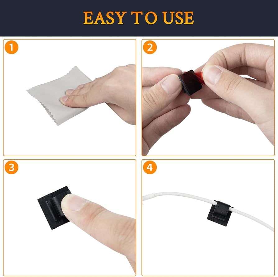 50 Pcs Self Adhesive Cable
Management Clips, Cable Organizers Sticky Wire Clips