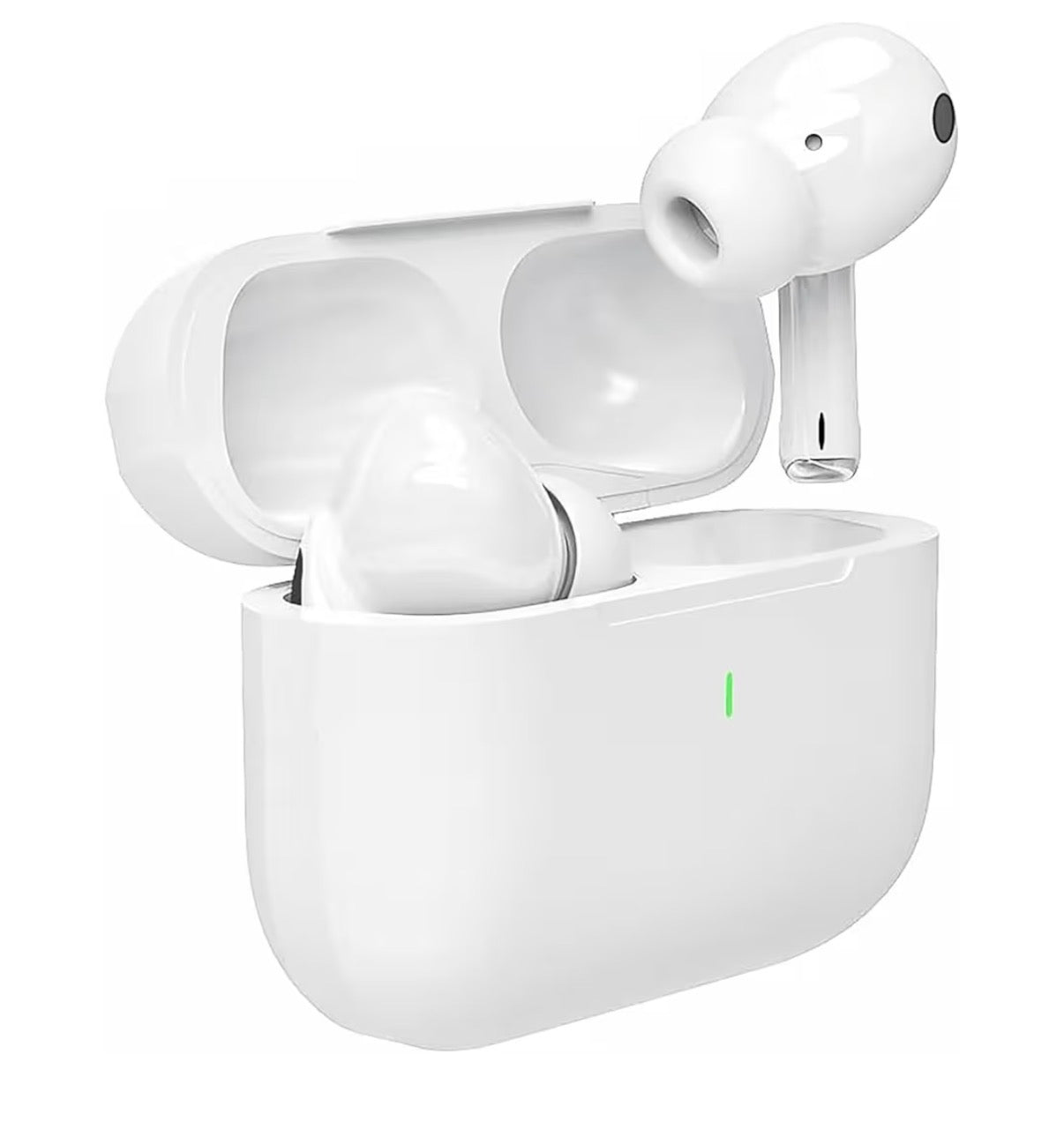 Problems Solved wireless Bluetooth 5.0 earbuds with noise-canceling Air Buds, shown in a sleek black design with charging case.