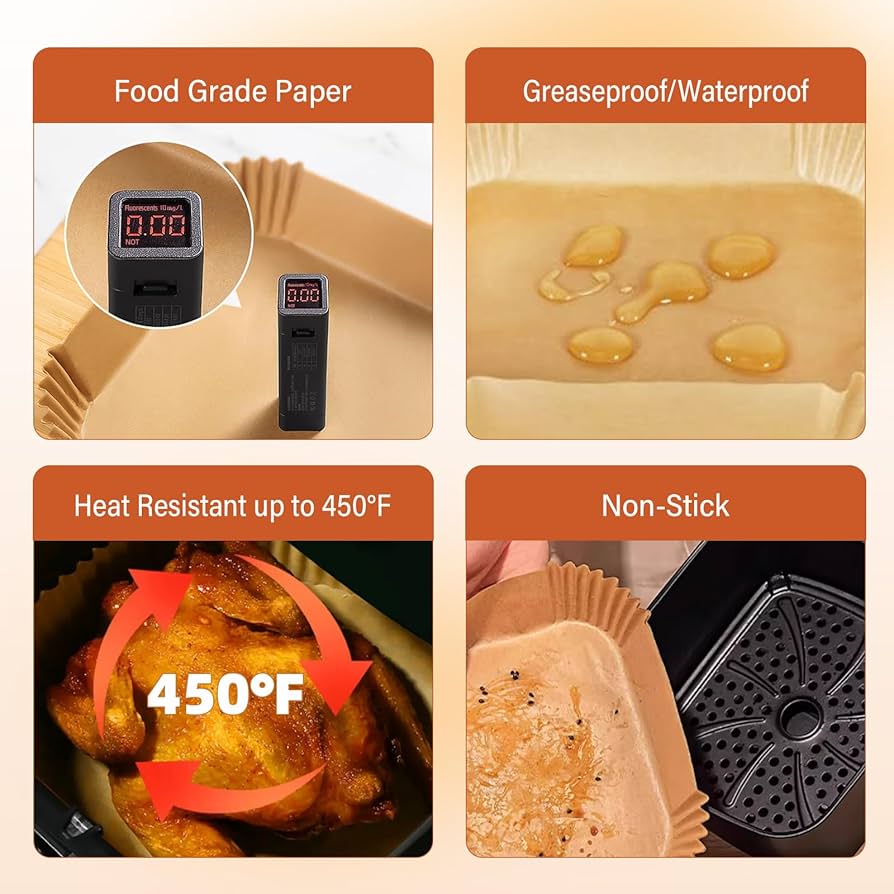 Problems Solved disposable air fryer liners for Ninja Air Fryer MAX PRO AF180UK and AF14OUK, 6.2L and 4.7L models, in use.