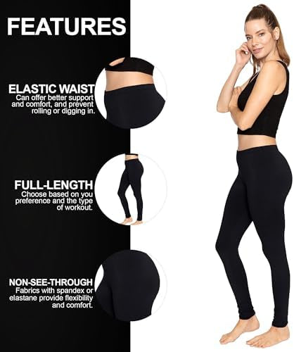 Three pairs of Problems Solved women's soft cotton leggings with elastic waist, non-see-through, comfortable for everyday wear.