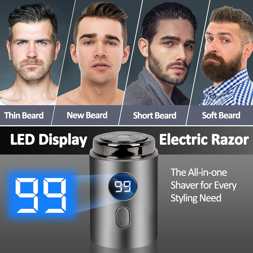 Mini Shavers for Men Electric Razor, USB Rechargeable Travel Shaver, Waterproof