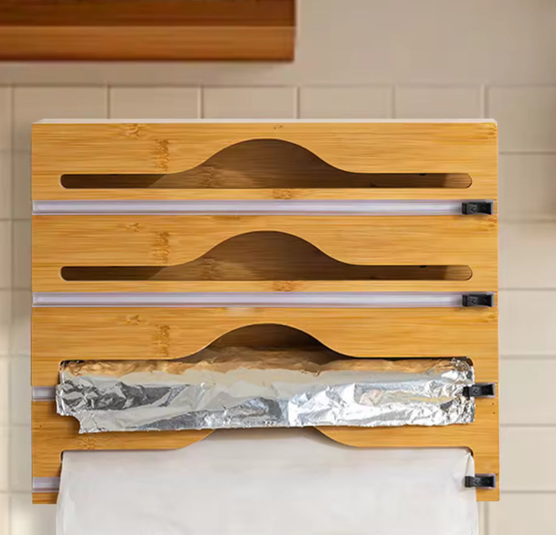 Kitchen Wrap Dispenser with Foil & Cling Film Cutter - Problems Solved