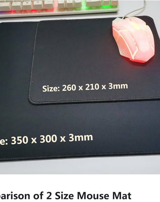 Problems Solved black mouse mat, 350x300mm, 3mm thick with anti-slip rubber base for smooth, stable computer use.