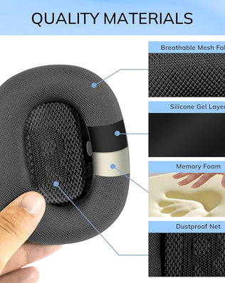 Problems Solved upgraded mesh ear cushions for AirPods Max headphones, showing soft, breathable replacement earpads in close-up.