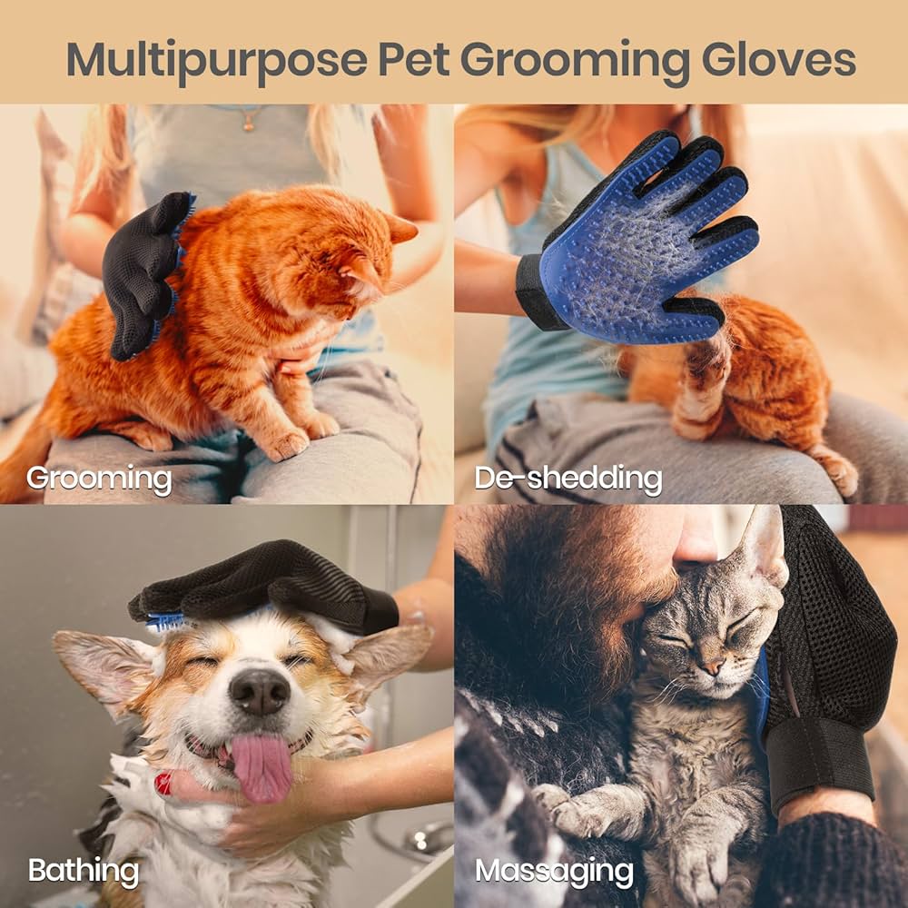 Dog Grooming Glove, Gentle Pet Grooming Glove Brush, Efficient Pet Hair Remover