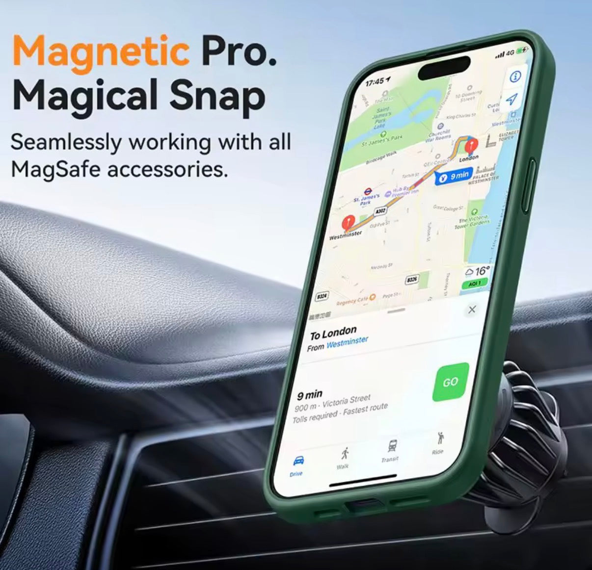 Problems Solved magnetic phone case compatible with MagSafe, military-grade shockproof design, shown on a smartphone.