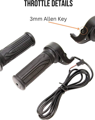 Problems Solved E Bike Full Twist Throttle with 3-pin connector, right and left hand grips for electric bicycles and scooters.